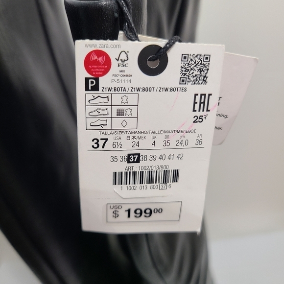 ZARA HEELED KNEE HIGH BOOTS BLACK SIZE 6.5 | 1002/013 - Picture 9 of 11